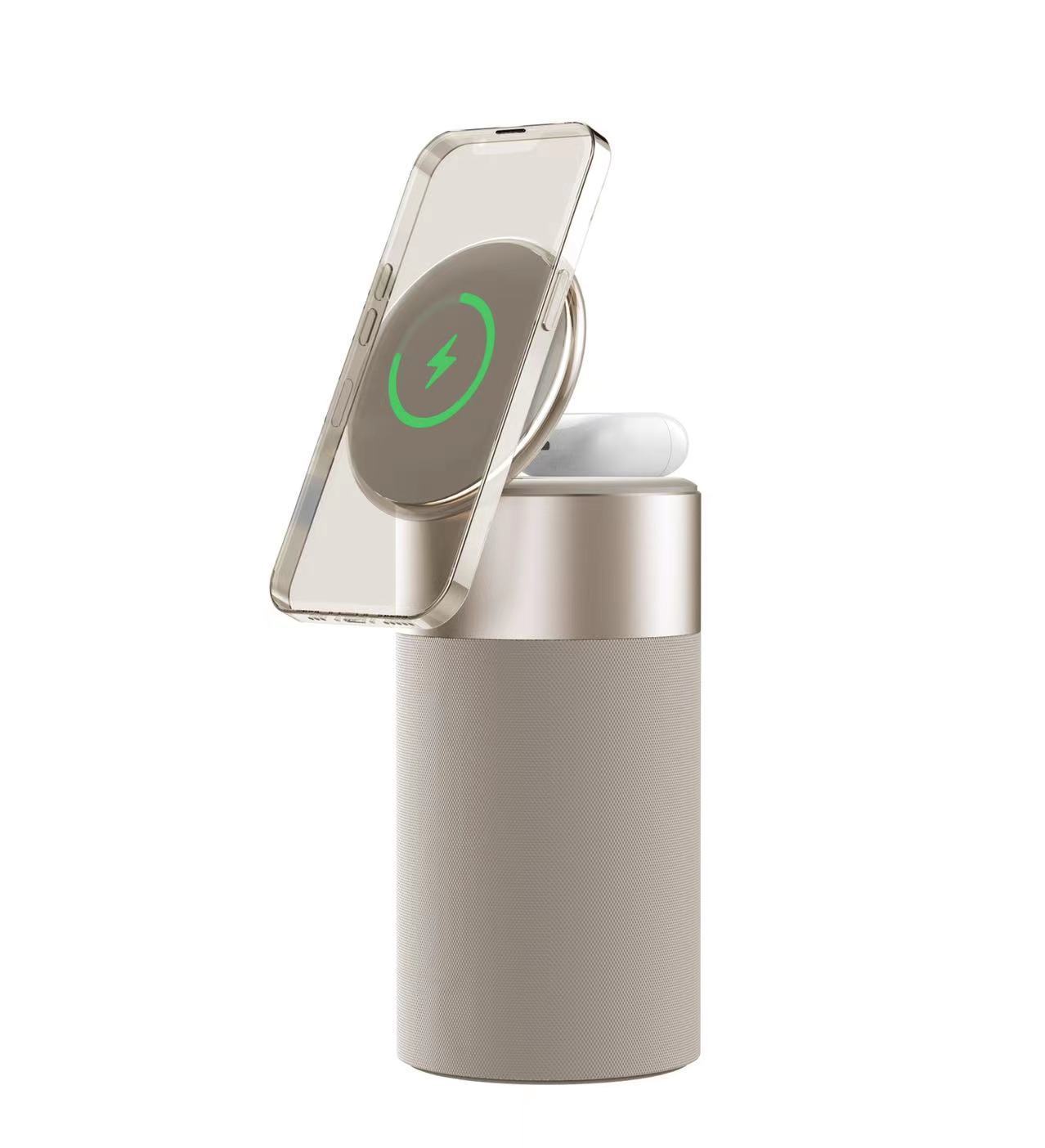 3-in-1 Wireless Charger, Bluetooth Speaker & Touch Lamp for Home & Office