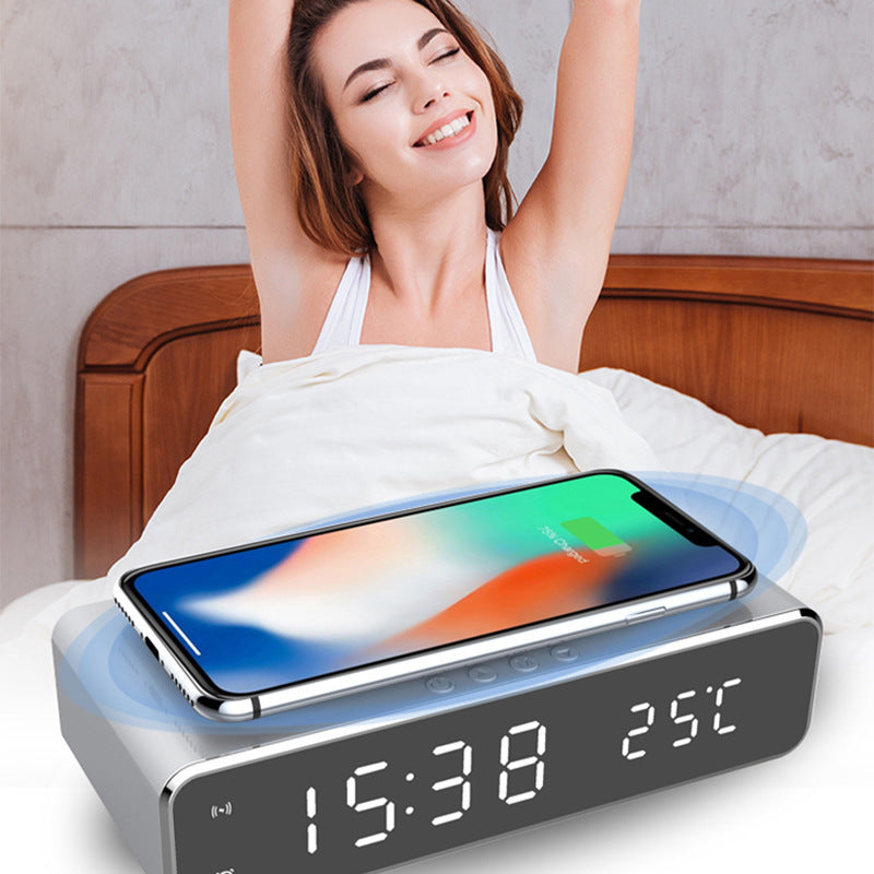 LED Alarm Clock with Wireless Charger & Thermometer